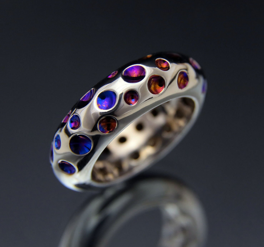 Hemispherical ring made of titanium with colored elements|Luxury Ring,titanium bands,Titanium ring women,Handmade titanium band,gift for her